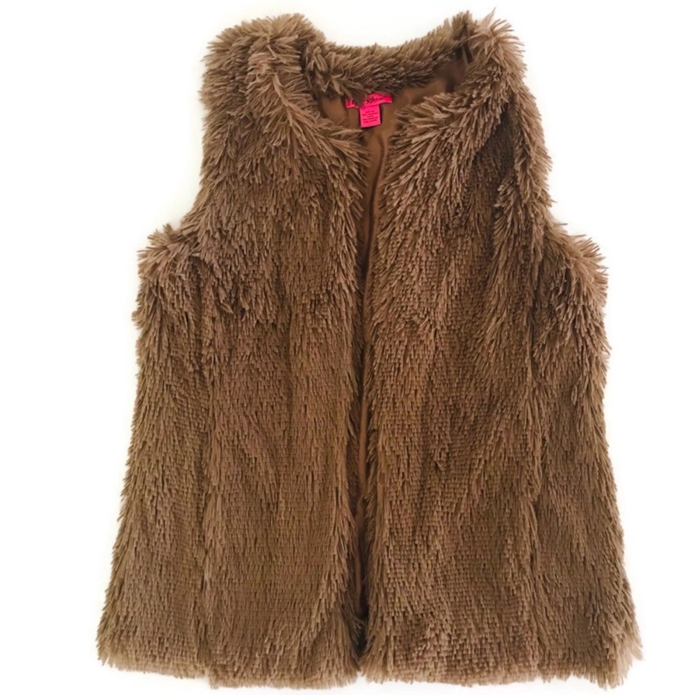 Betsey Johnson Brown Faux Fur Teddy Vest
